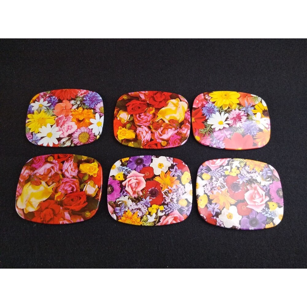 Vintage Coasters Made in England Floral Design Set of 6 Elite